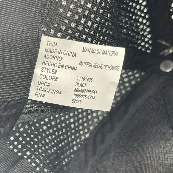 Beach Bum Hat Black Woven Baseball Cap Pink Embroidery Womens OS Strap Back NEW - Picture 7 of 7